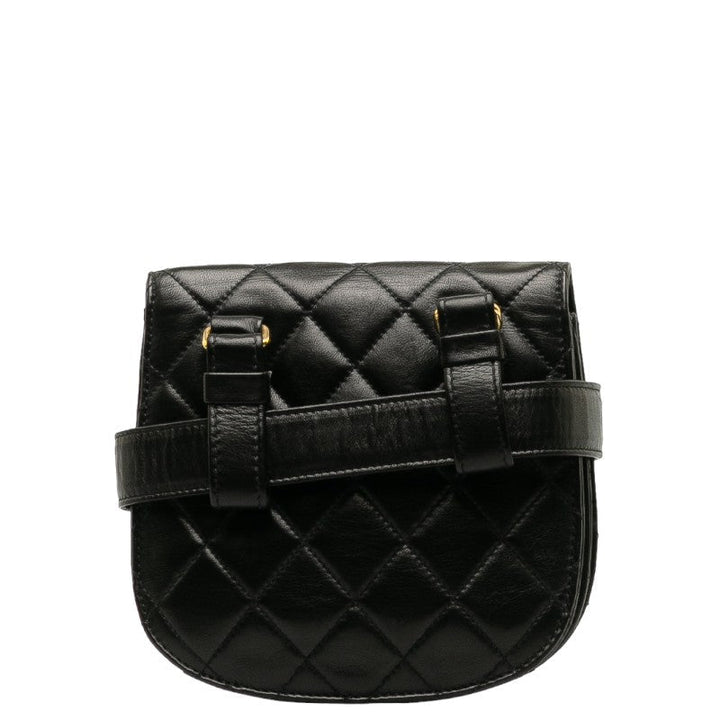 Top Quality Chanel Matlasse Body Bag Waist Bag Black Lambskin Women's