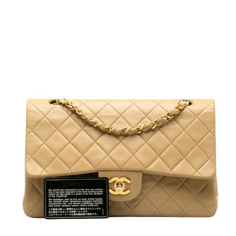 Top Quality Chanel Matlasse 25 Double Flap Chain Shoulder Bag Beige Lambskin