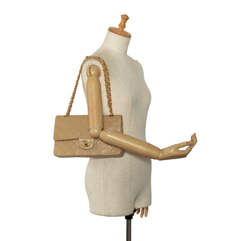 Top Quality Chanel Matlasse 25 Double Flap Chain Shoulder Bag Beige Lambskin