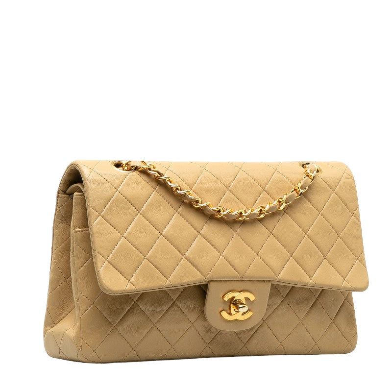 Top Quality Chanel Matlasse 25 Double Flap Chain Shoulder Bag Beige Lambskin