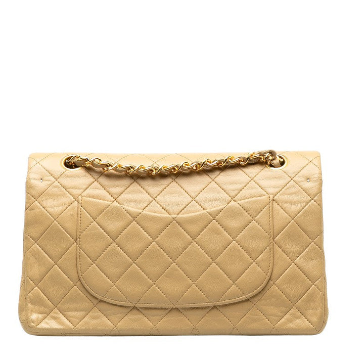 Top Quality Chanel Matlasse 25 Double Flap Chain Shoulder Bag Beige Lambskin