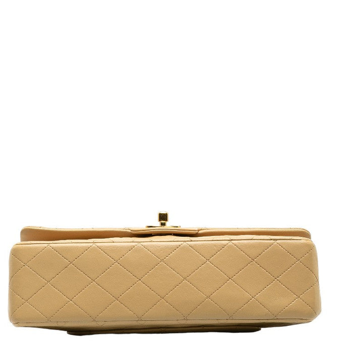 Top Quality Chanel Matlasse 25 Double Flap Chain Shoulder Bag Beige Lambskin