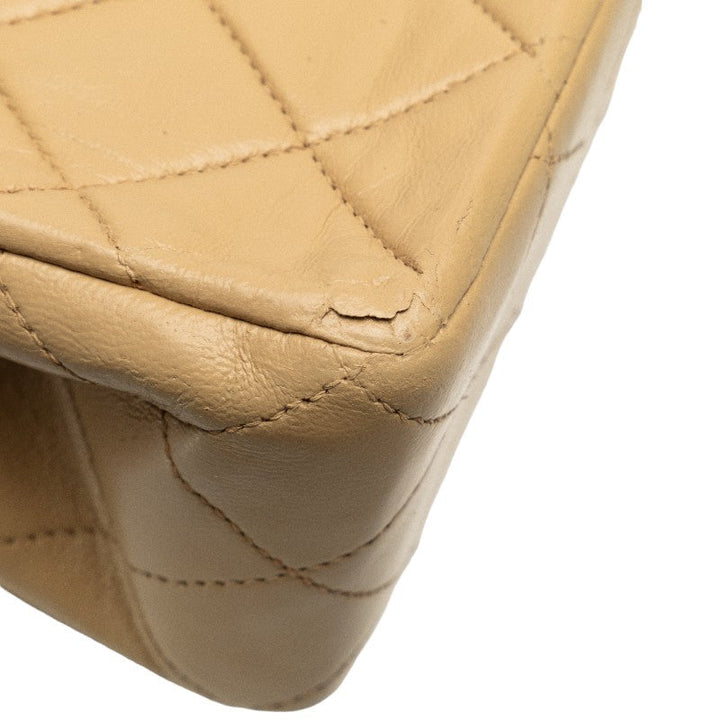 Top Quality Chanel Matlasse 25 Double Flap Chain Shoulder Bag Beige Lambskin