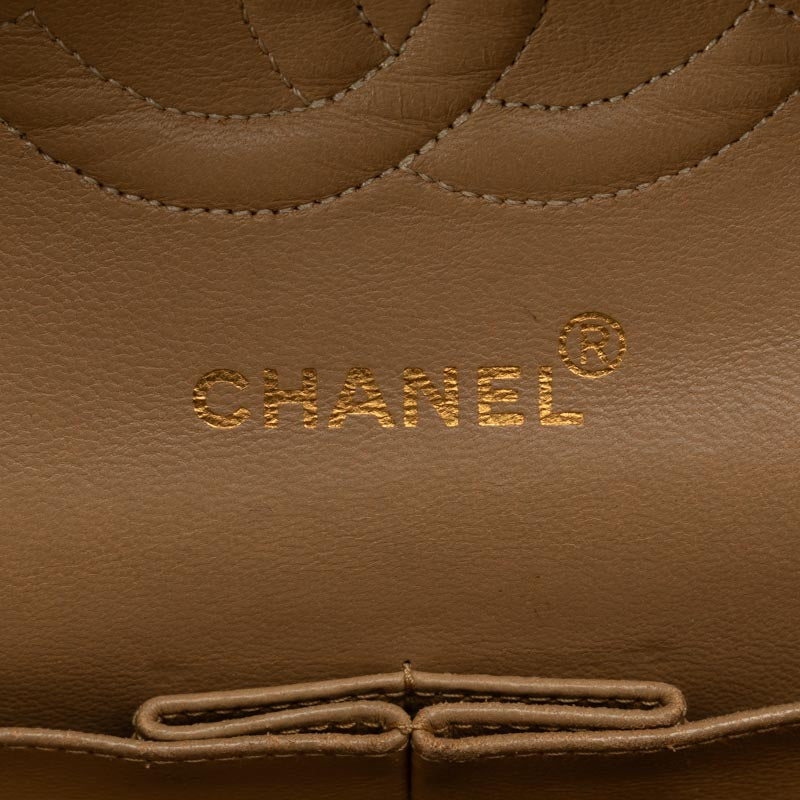 Top Quality Chanel Matlasse 25 Double Flap Chain Shoulder Bag Beige Lambskin