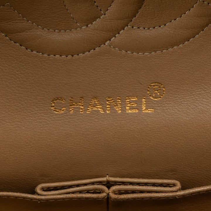 Top Quality Chanel Matlasse 25 Double Flap Chain Shoulder Bag Beige Lambskin