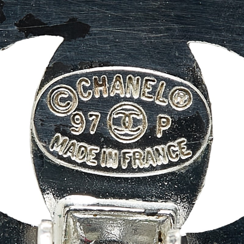 Top Quality Chanel Vintage Coco Mark Turnlock Earrings Silver Metal