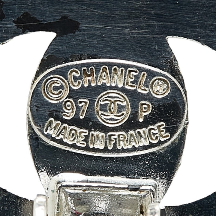 Top Quality Chanel Vintage Coco Mark Turnlock Earrings Silver Metal