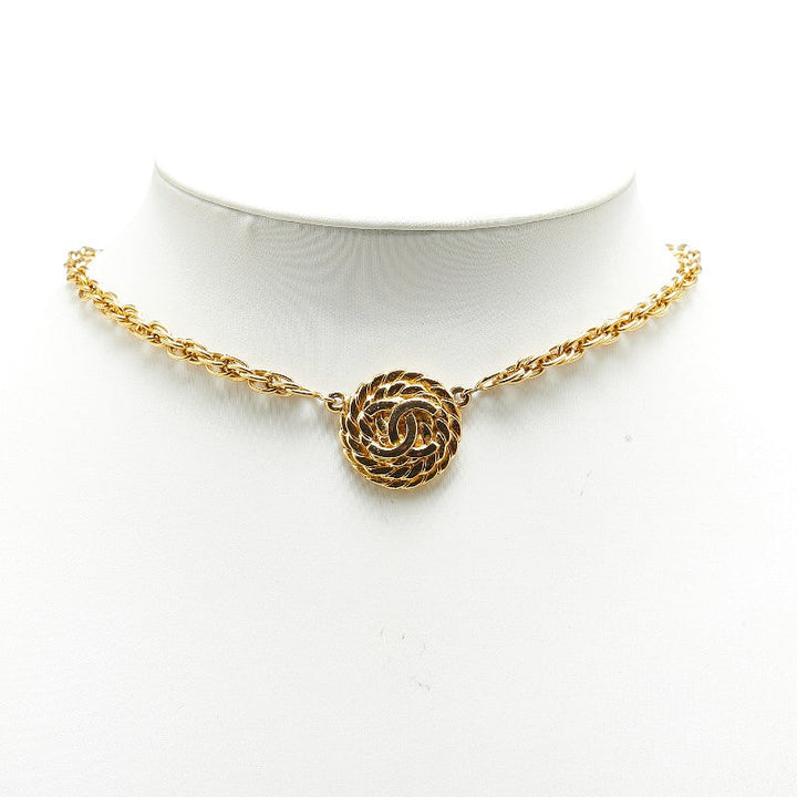 Top Quality Chanel Coco Mark Round Necklace Gold