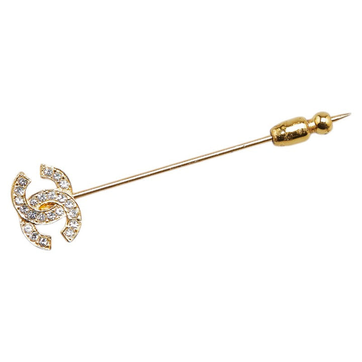 Top Quality Chanel Coco Mark Rhinestone Brooch Gold