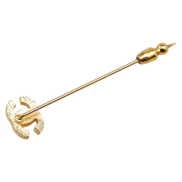 Top Quality Chanel Coco Mark Rhinestone Brooch Gold