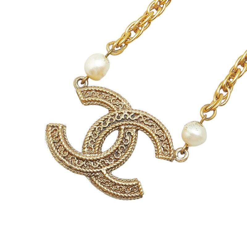 Top Quality Chanel Coco Mark Faux Pearl Chain Necklace