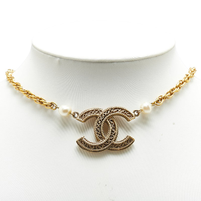 Top Quality Chanel Coco Mark Faux Pearl Chain Necklace