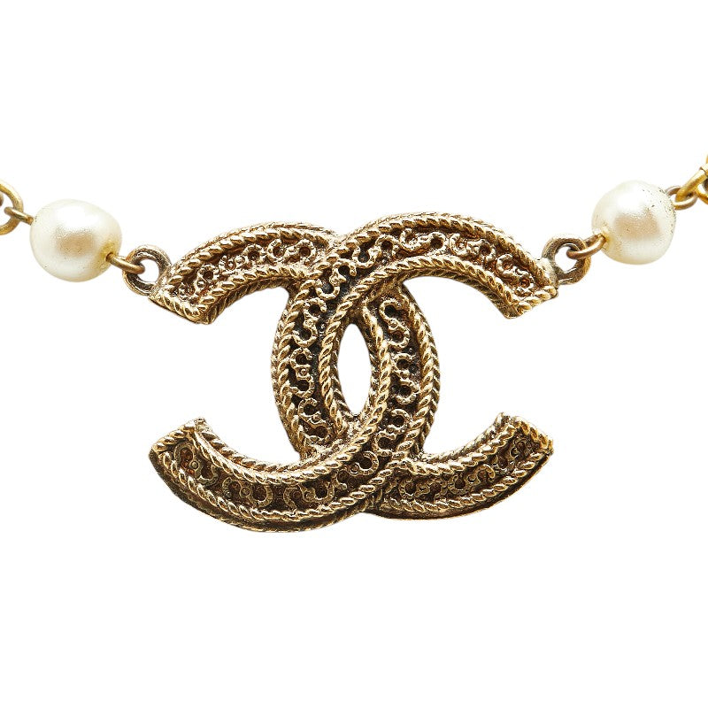 Top Quality Chanel Coco Mark Faux Pearl Chain Necklace