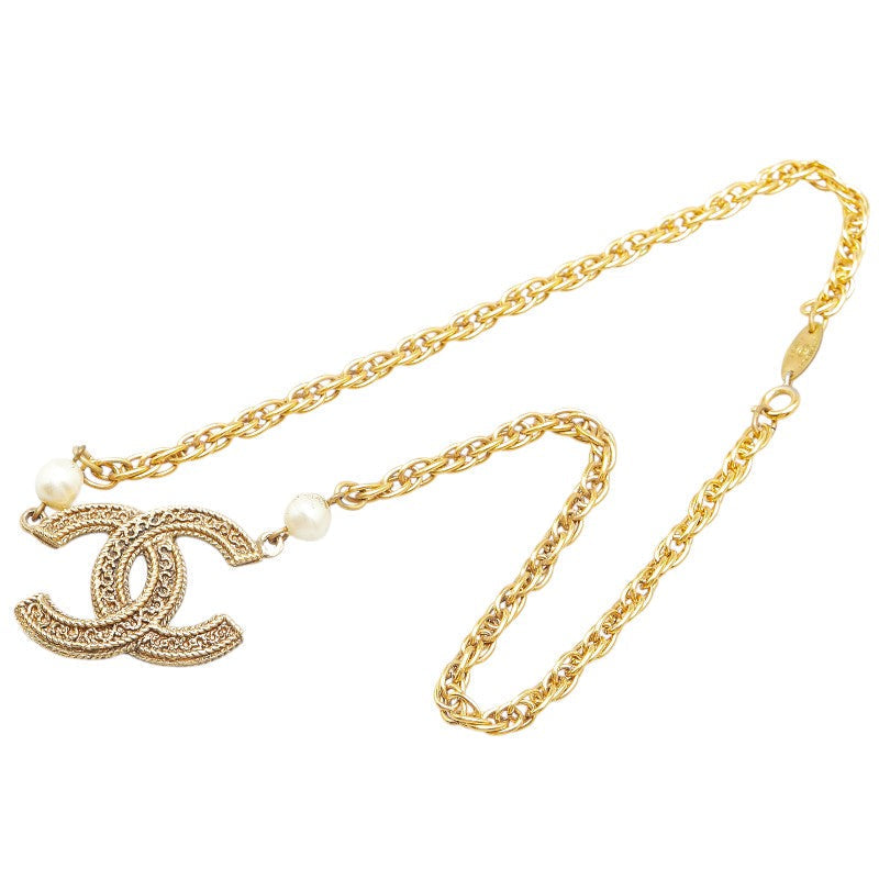 Top Quality Chanel Coco Mark Faux Pearl Chain Necklace