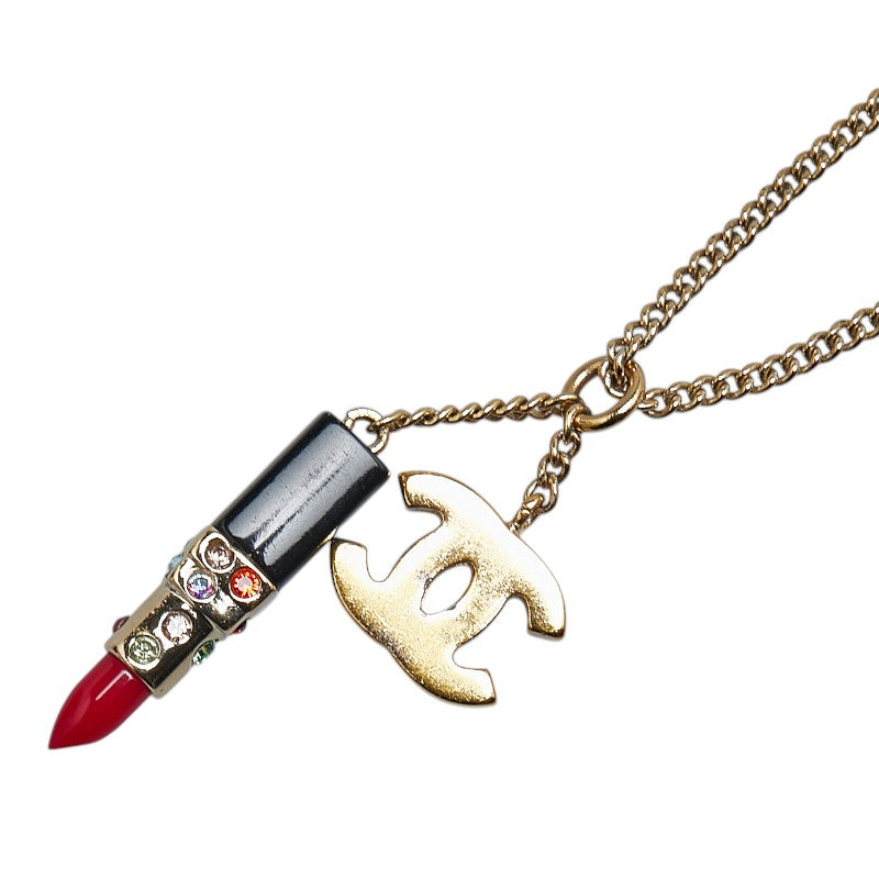 Top Quality Chanel Coco Mark Lipstick Motif Rhinestone Necklace