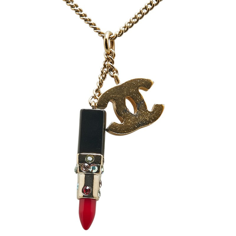 Top Quality Chanel Coco Mark Lipstick Motif Rhinestone Necklace