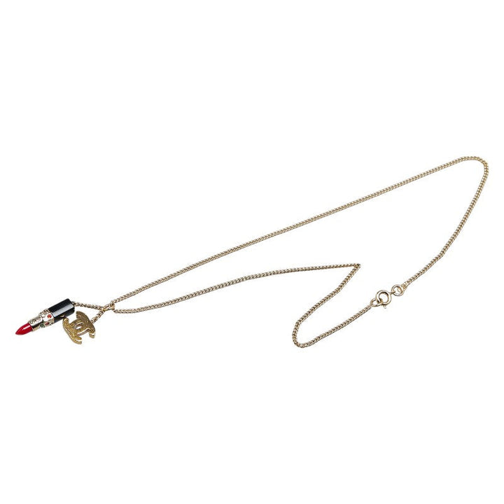 Top Quality Chanel Coco Mark Lipstick Motif Rhinestone Necklace