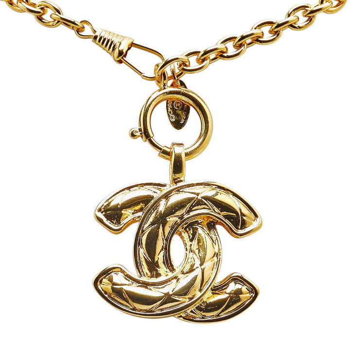 Top Quality Chanel Matelasse Coco Mark Necklace Gold