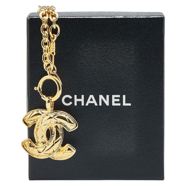 Top Quality Chanel Matelasse Coco Mark Necklace Gold