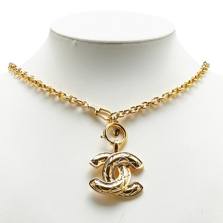Top Quality Chanel Matelasse Coco Mark Necklace Gold