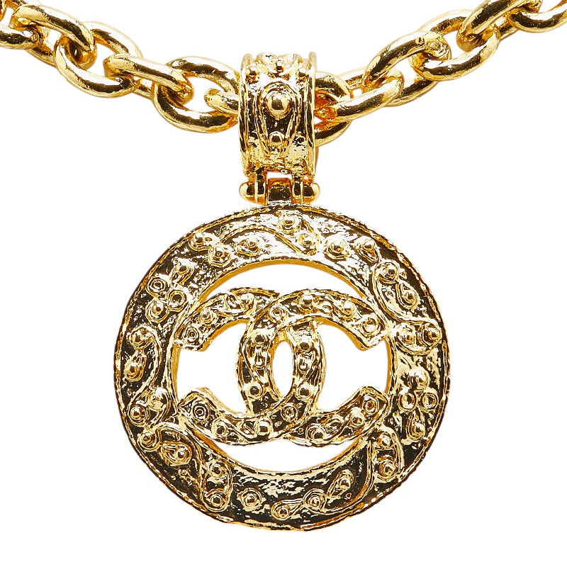 Top Quality Chanel Vintage Coco Mark Round Necklace Gold