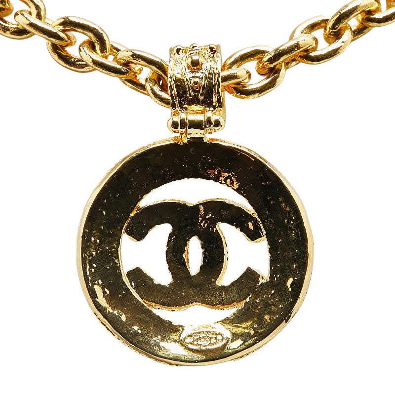 Top Quality Chanel Vintage Coco Mark Round Necklace Gold