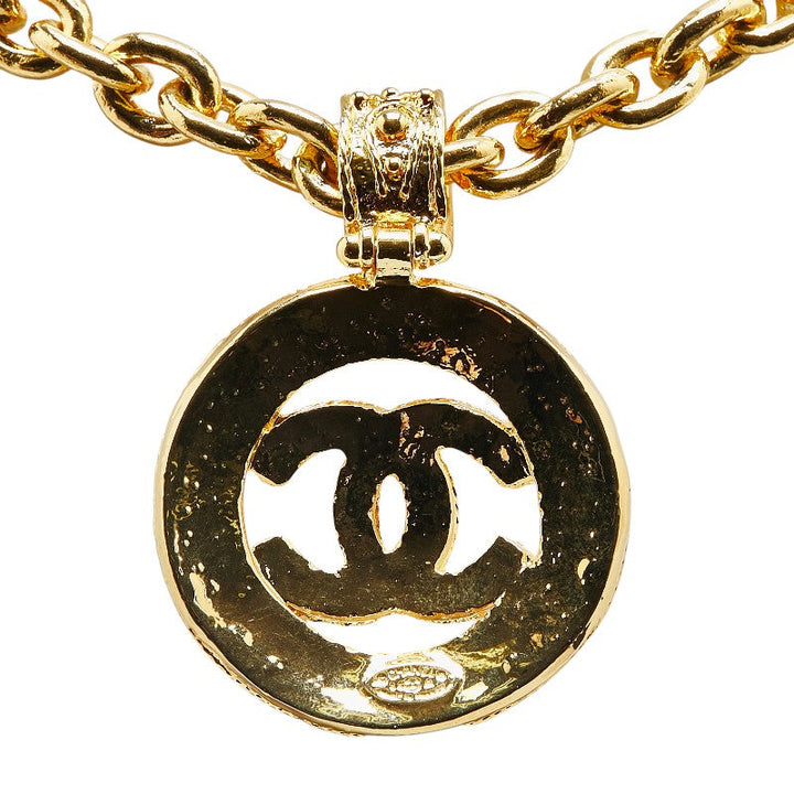 Top Quality Chanel Vintage Coco Mark Round Necklace Gold