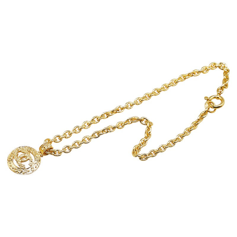 Top Quality Chanel Vintage Coco Mark Round Necklace Gold