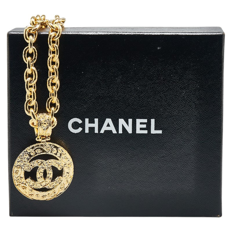 Top Quality Chanel Vintage Coco Mark Round Necklace Gold