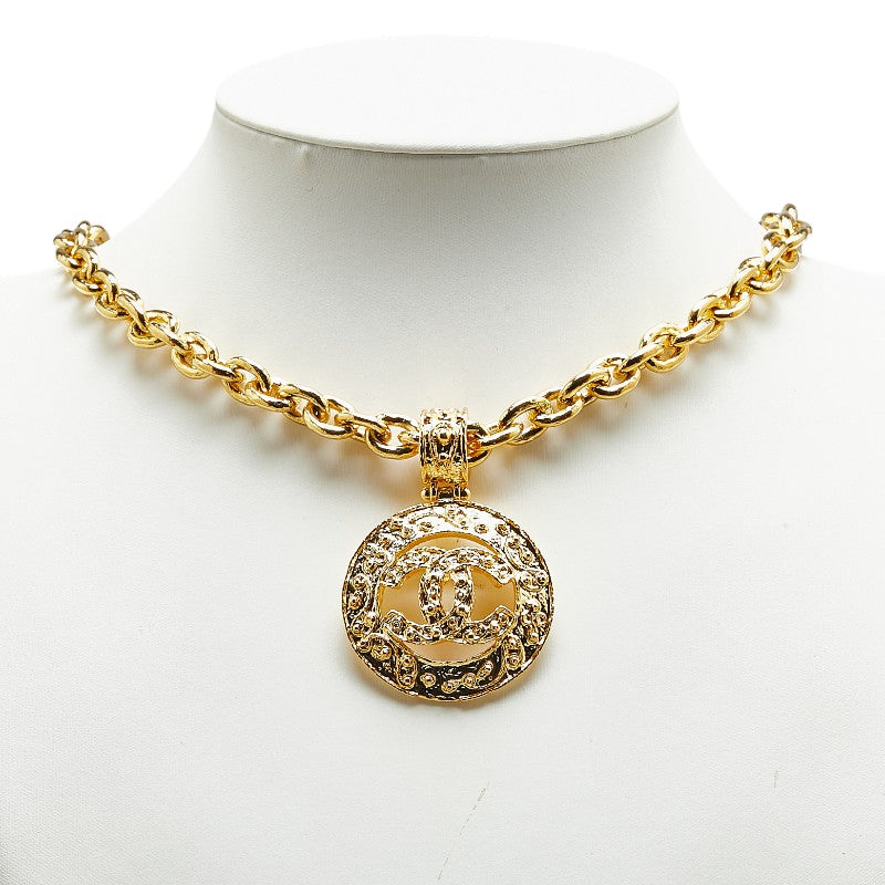 Top Quality Chanel Vintage Coco Mark Round Necklace Gold