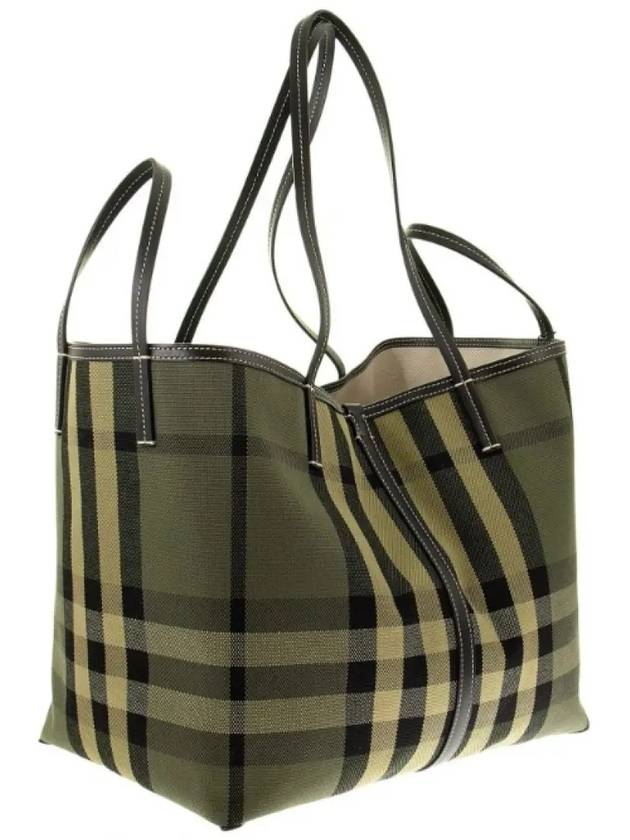 Burberry Check Canvas Beach Medium Tote Bag Green