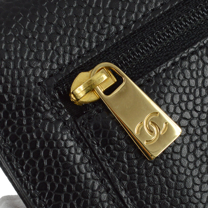 Top Quality Chanel 2005-2006 Black Caviar Timeless Trifold Wallet