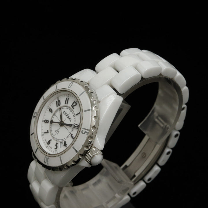 Top Quality Chanel J12 White Ceramic White 33mm Date Lady QZ Quartz Watch H0968
