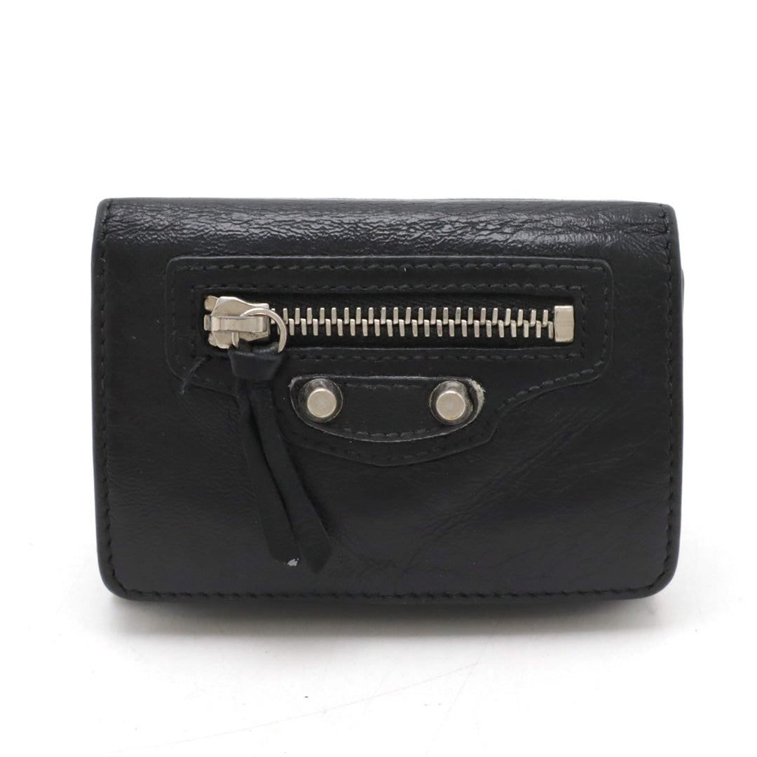Top Quality Balenciaga Classic Mini Leather Wallet Black