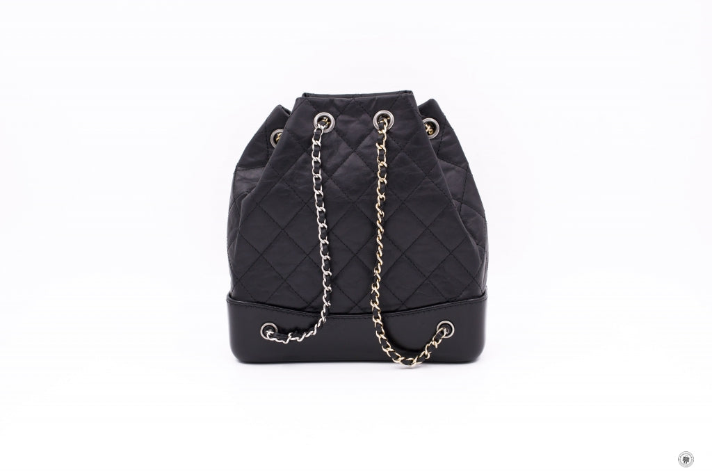 Top Quality Chanel A94485 Y61477 Gabrielle Small Backpack Black Calfskin Small Shoulder Bags