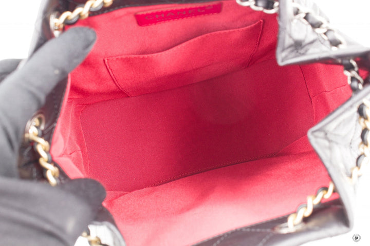 Top Quality Chanel A94485 Y61477 Gabrielle Small Backpack Black Calfskin Small Shoulder Bags