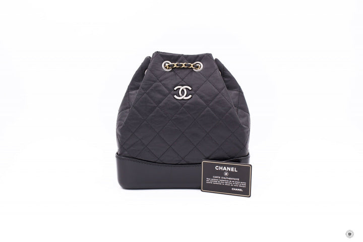 Top Quality Chanel A94485 Y61477 Gabrielle Small Backpack Black Calfskin Small Shoulder Bags
