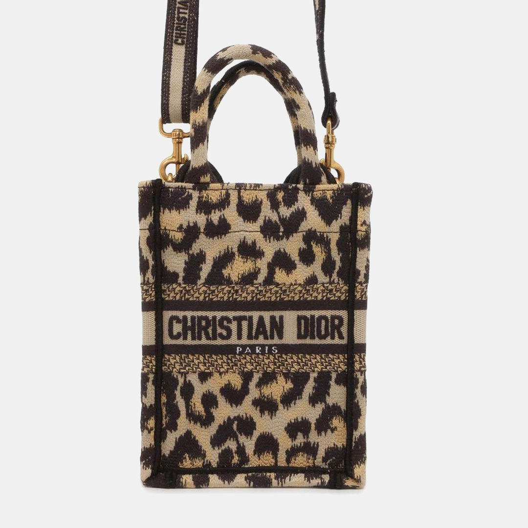 Top quality Dior Christian Beige Embroidery Canvas Mini Book Tote Phone Bag