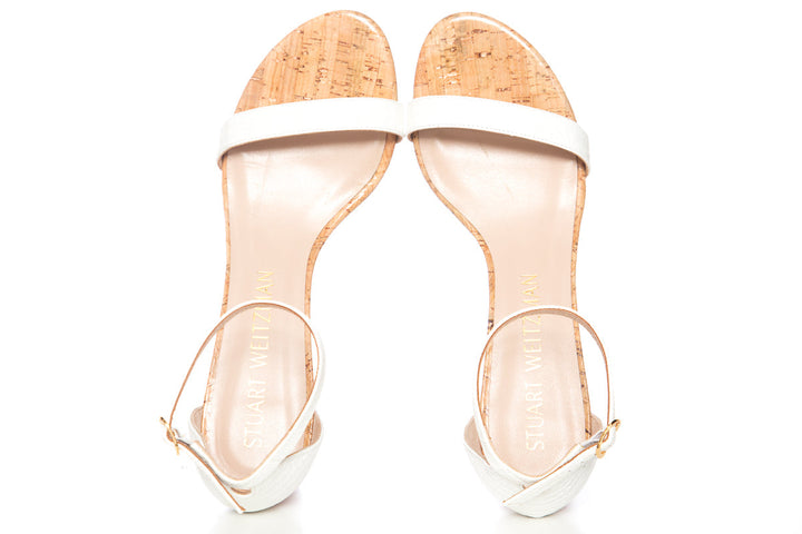 Stuart Weitzman Cork and White Sandals SZ 9.5