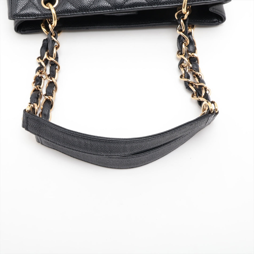 Top Quality Chanel PST Caviar S Tote Top Bag Black Gold  8th
