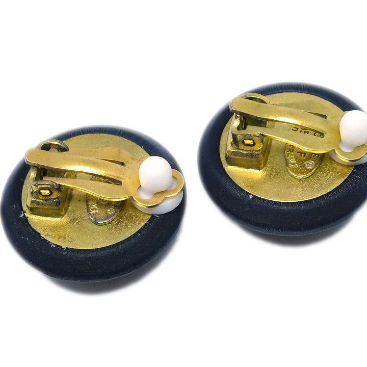 Top Quality Chanel 1995 Gold & Black 'CC' Button Earrings