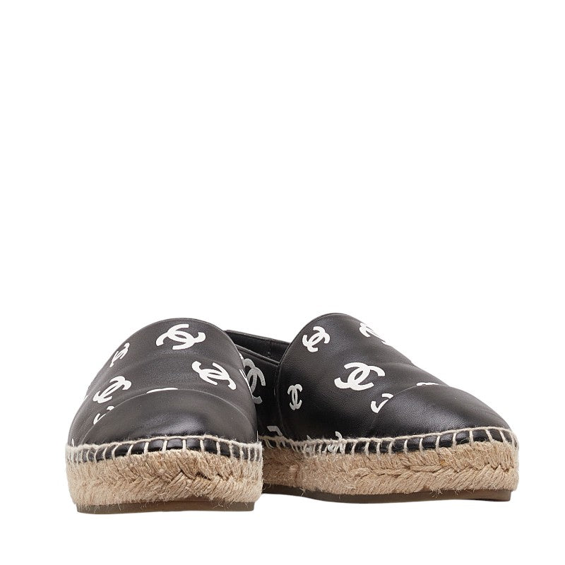 Top Quality Chanel Espadrille Sneakers Leather Raffia Black