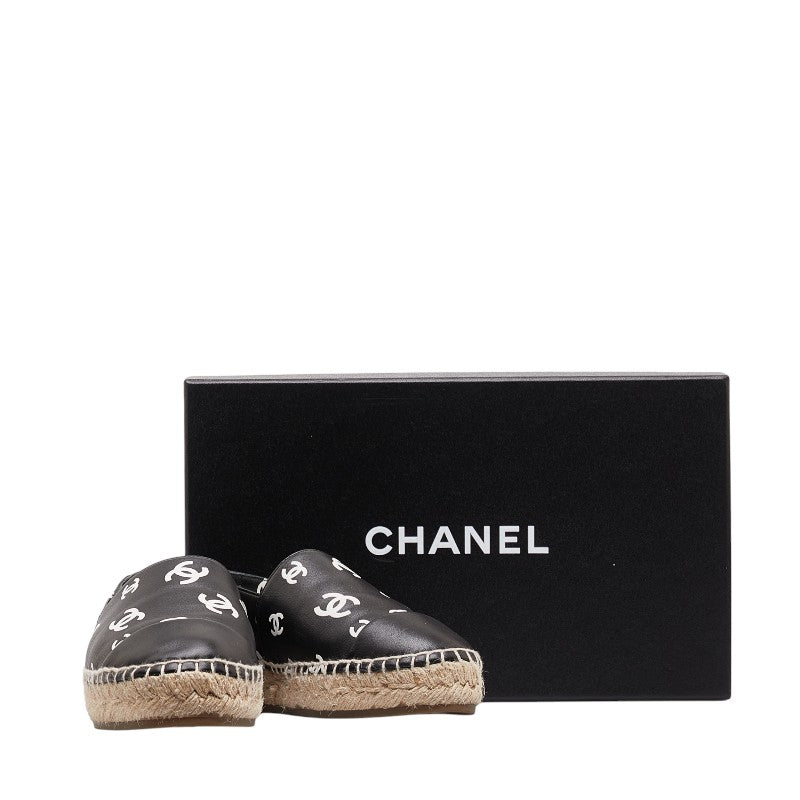 Top Quality Chanel Espadrille Sneakers Leather Raffia Black
