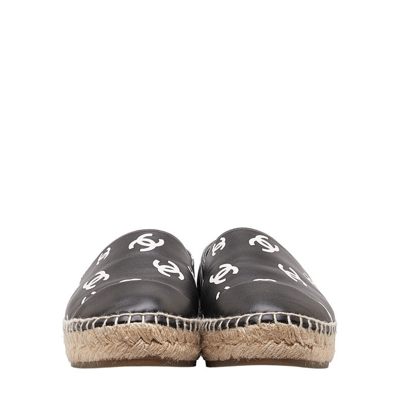 Top Quality Chanel Espadrille Sneakers Leather Raffia Black