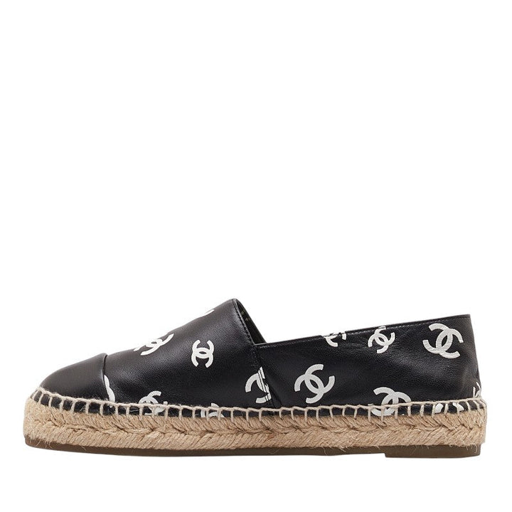 Top Quality Chanel Espadrille Sneakers Leather Raffia Black