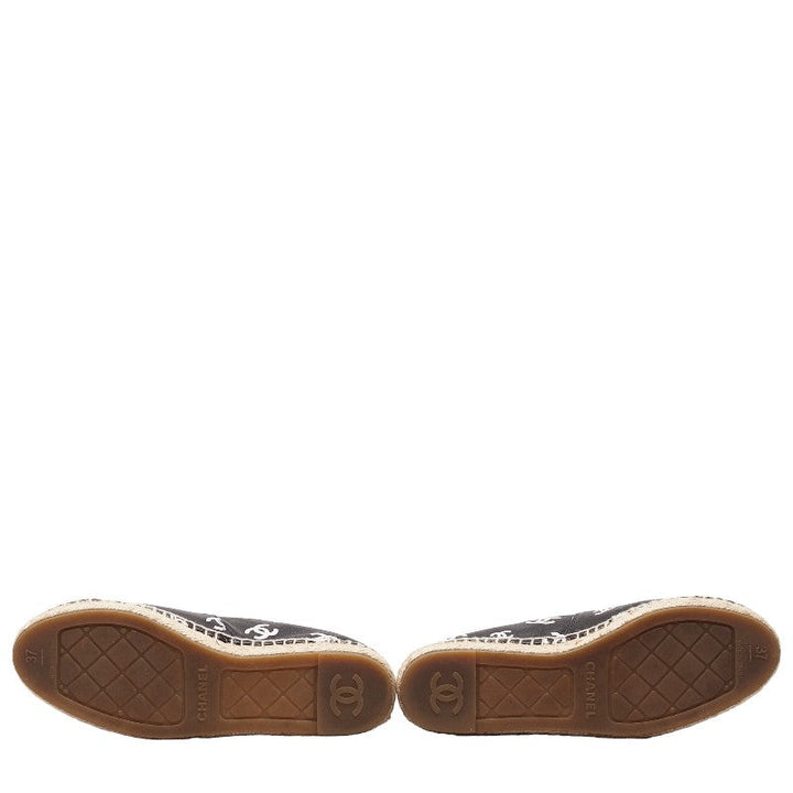 Top Quality Chanel Espadrille Sneakers Leather Raffia Black