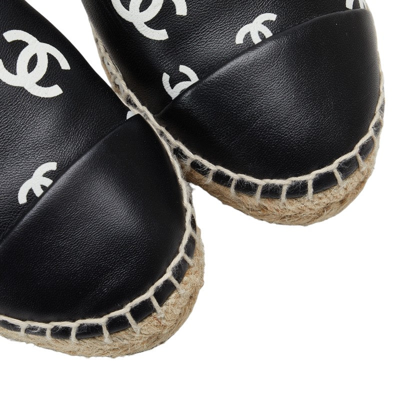 Top Quality Chanel Espadrille Sneakers Leather Raffia Black