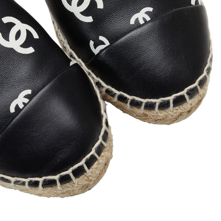 Top Quality Chanel Espadrille Sneakers Leather Raffia Black