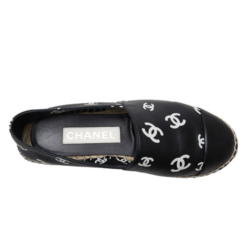 Top Quality Chanel Espadrille Sneakers Leather Raffia Black