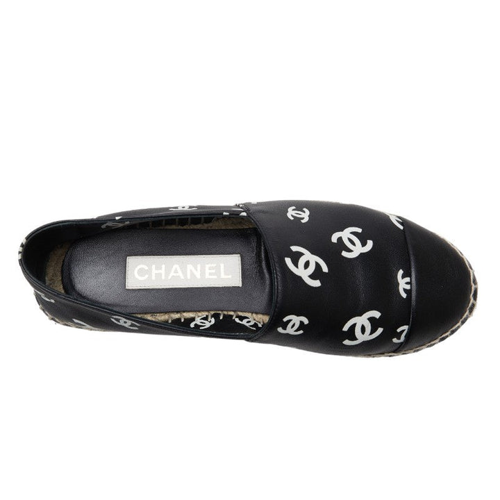 Top Quality Chanel Espadrille Sneakers Leather Raffia Black
